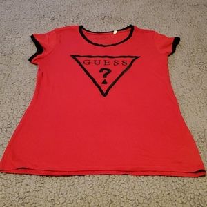 Guess Vintage Y2K / Early 2000's Red/Black Top (Size: XL) *NWOT*